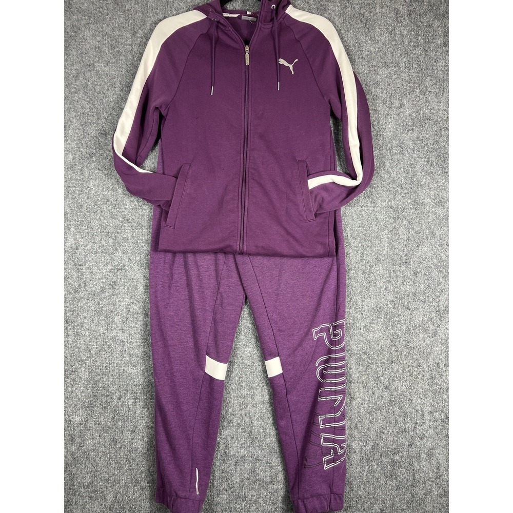 PUMA Women's S Purple 2 Piece Tracksuit Jacket Pants Full Zip Athletic Set
